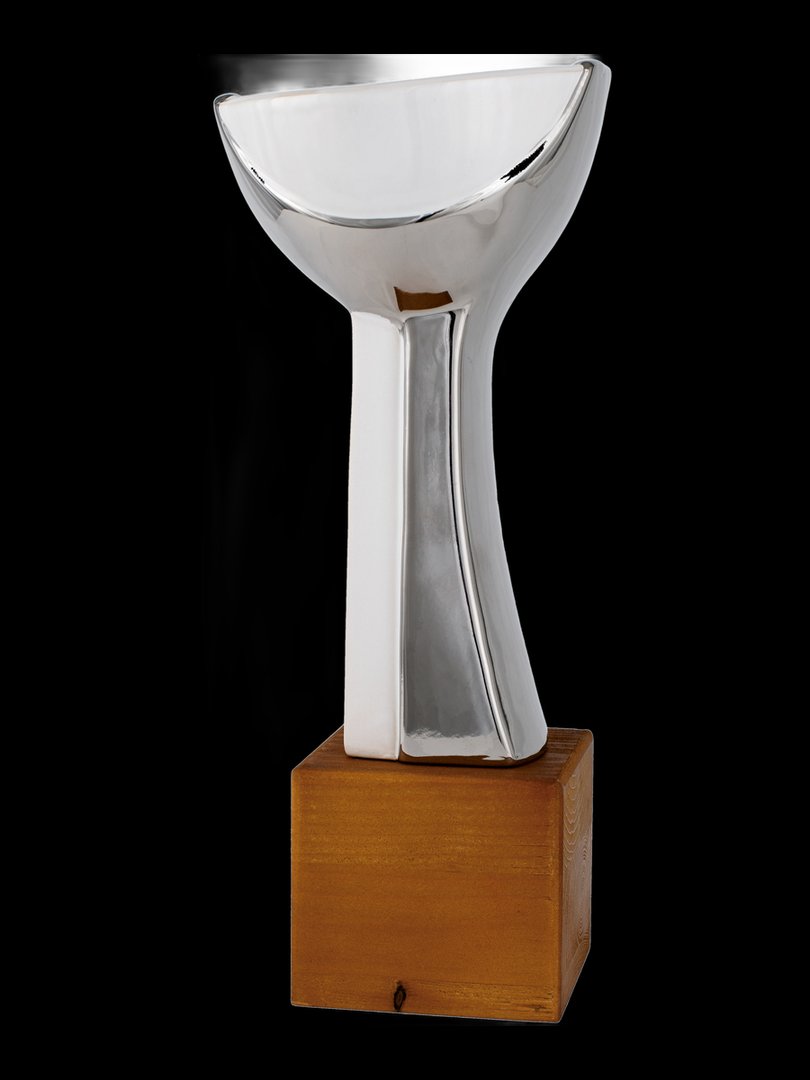 Pedestal Cerámica Blanco y Plata