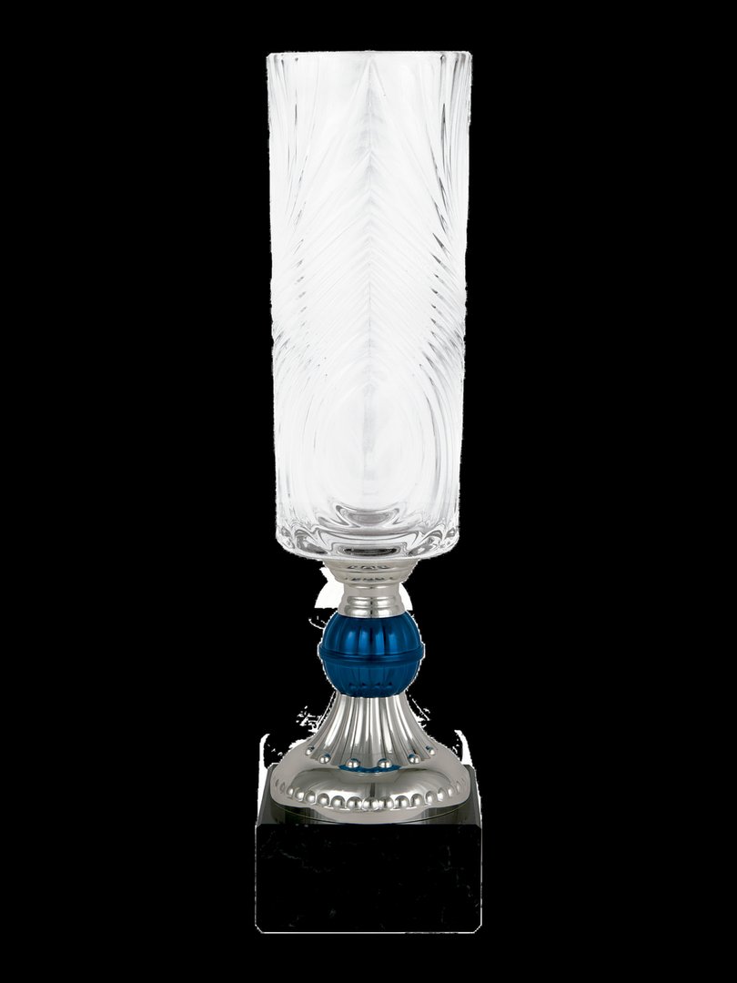 Jarrón Cristal Cilindros Bola Azul