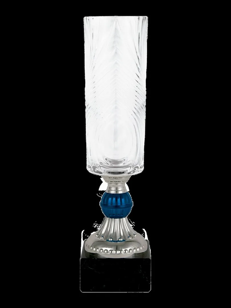 Jarrón Cristal Cilindros Bola Azul