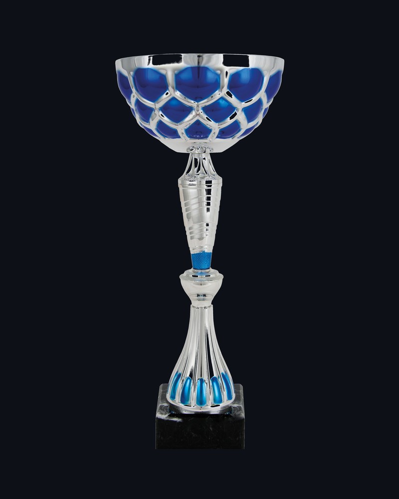 Copa Hexágonos Plata y Azul