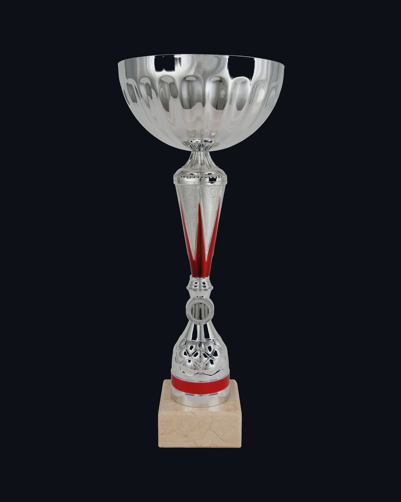 Copa Columna Calada Base Rojo Plata