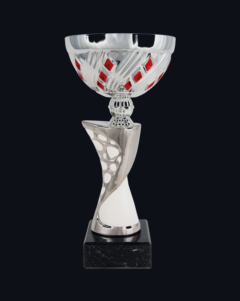 Copa Cerámica Rombos Rojo y Blanco