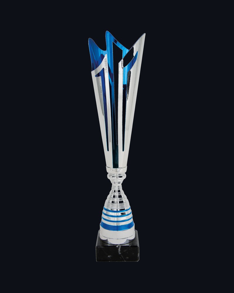 Copa Cono Láser Base Lineas Plata Azul