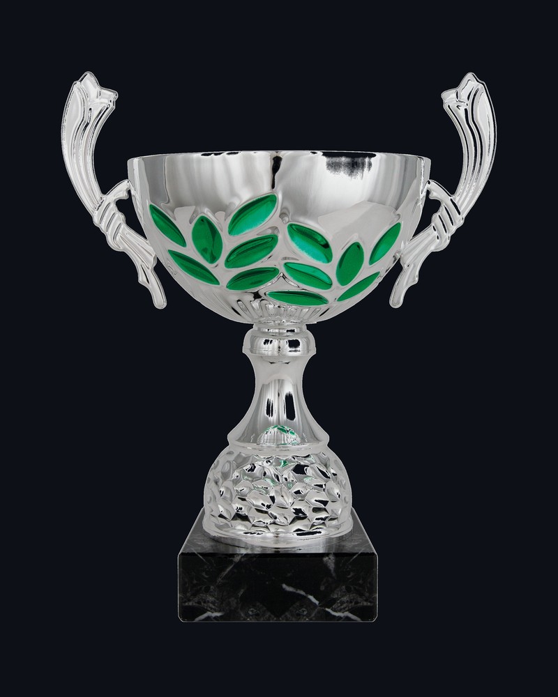 Copa Media Bola con Asas Hojas Verde