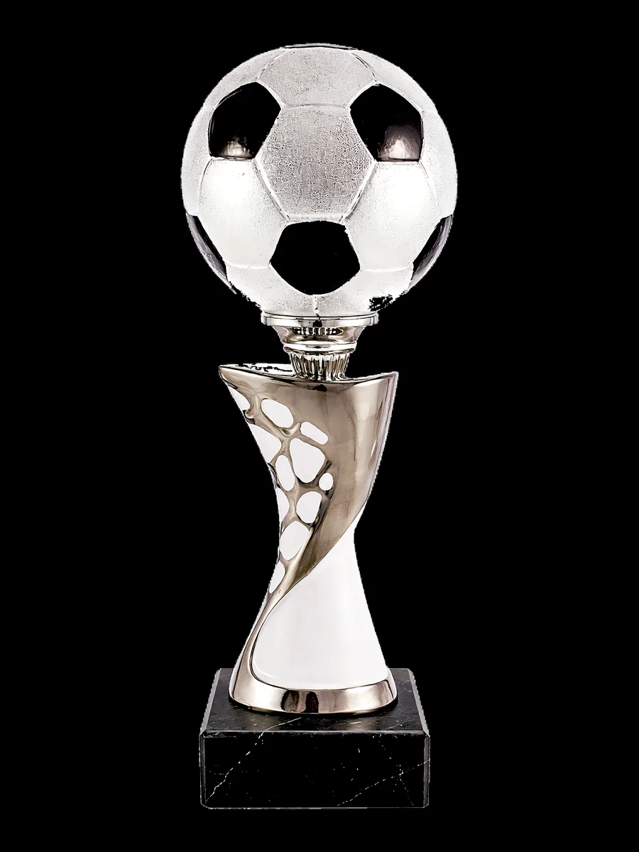 Balón de fútbol en cerámica plateado - Vista principal