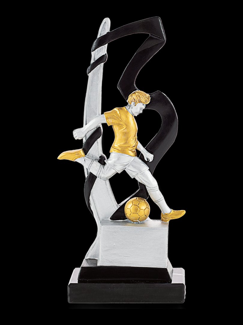 Trofeo de fútbol negro y oro - Ref 6504