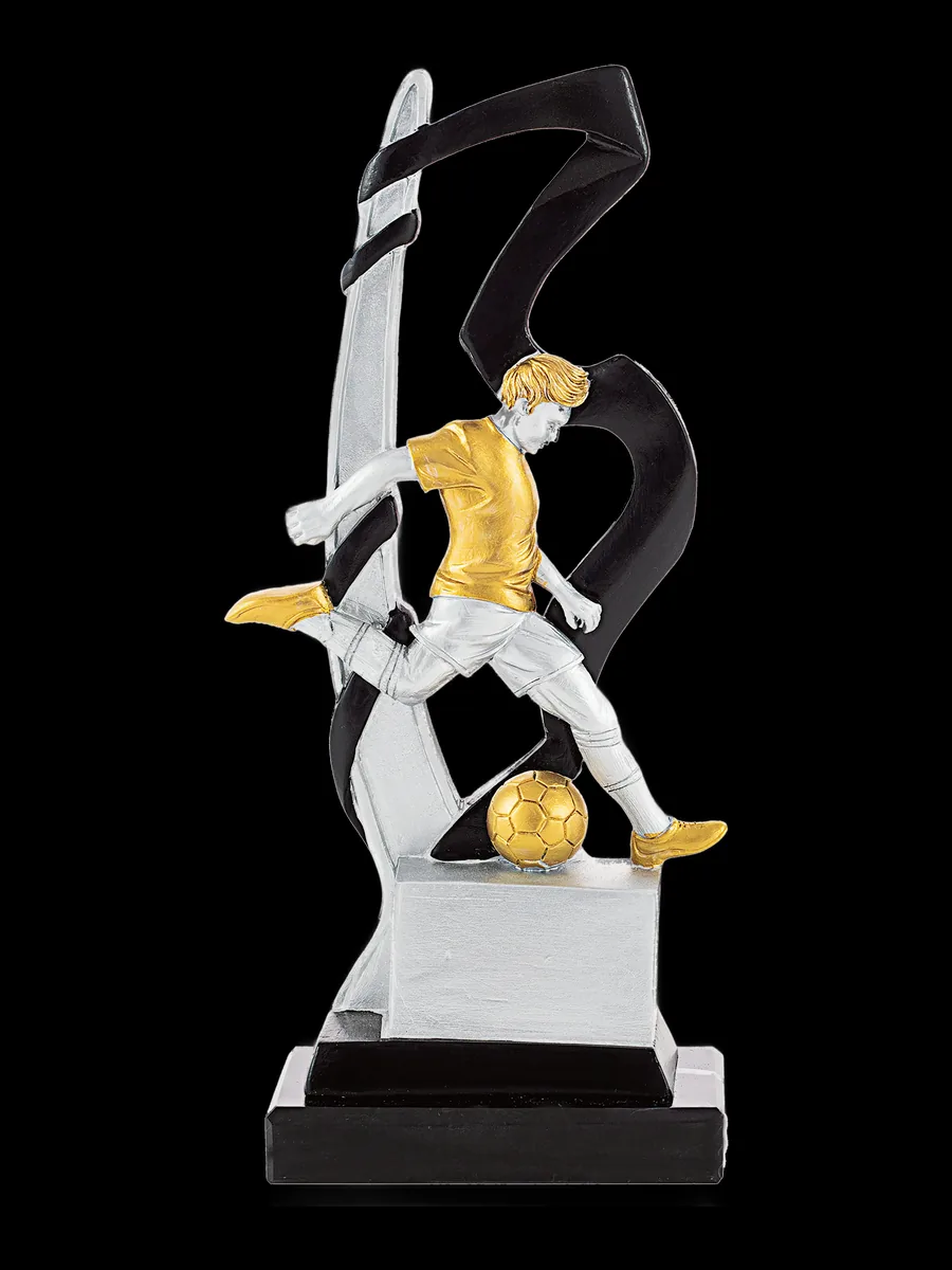 Trofeo de fútbol negro y oro - Vista principal