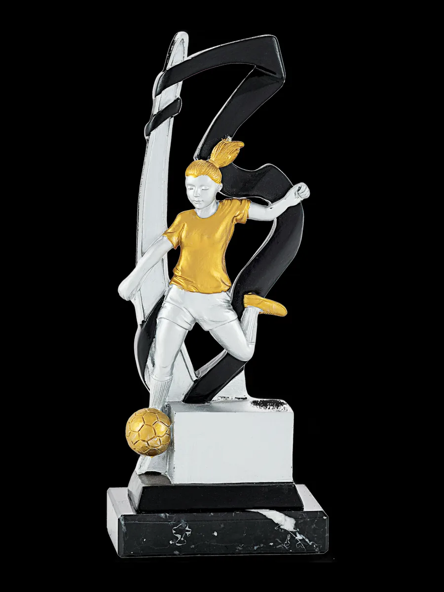 Trofeo de fútbol negro y oro - Vista principal