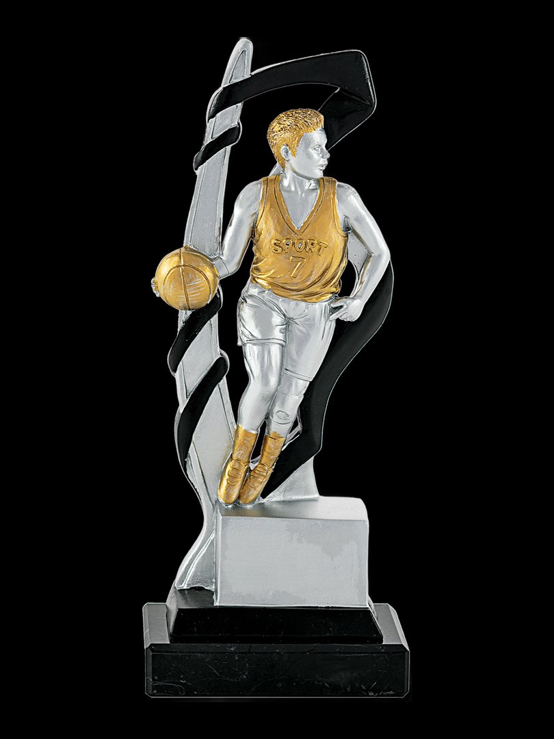 Trofeo de básquet negro y oro - Ref 6524