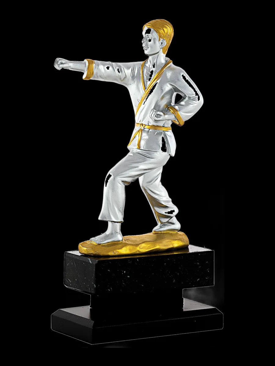 Figura de karate oro y plata - Vista principal
