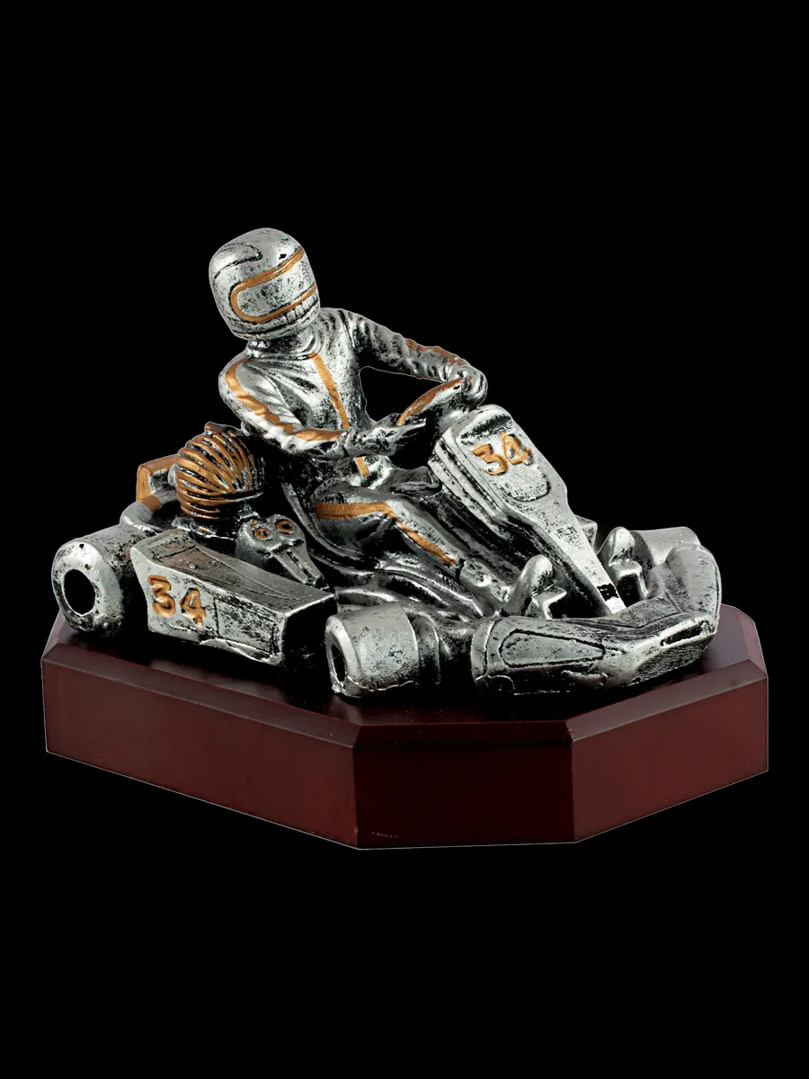 Trofeo de motor plateado y oro - Vista principal