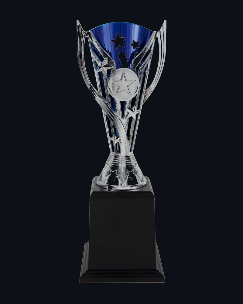 Copa con Asas Azul y Plata