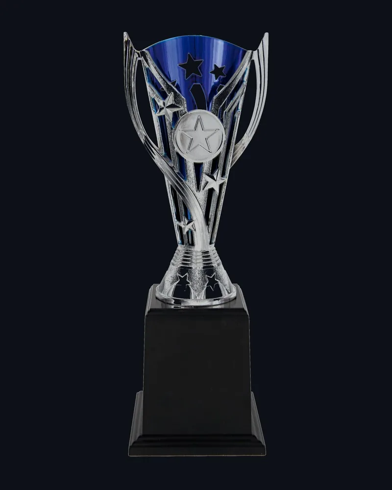 Copa con Asas Azul y Plata
